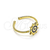 Anillo Elegante 01.213.0020.2 Oro Laminado, Diseño de Ojo Griego y Sol, Esmaltado Azul, Tono Dorado (One size fits all)