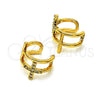 Earcuff 02.210.0676 Oro Laminado, Diseño de Cruz, con Blanca Micro Pave, Pulido, Tono Dorado