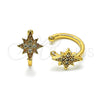 Earcuff 02.210.0680 Oro Laminado, con Blanca Micro Pave, Pulido, Tono Dorado