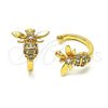 Earcuff 02.210.0684 Oro Laminado, Diseño de Abeja, con Blanca Micro Pave, Pulido, Tono Dorado