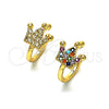Earcuff 02.210.0686 Oro Laminado, Diseño de Corona, con Blanca Micro Pave, Pulido, Tono Dorado