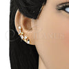 Earcuff 02.210.0701 Oro Laminado, Diseño de Oja, con Blanca Zirconia Cubica, Pulido, Tono Dorado