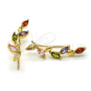 Earcuff 02.210.0701 Oro Laminado, Diseño de Oja, con Blanca Zirconia Cubica, Pulido, Tono Dorado