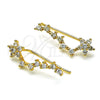 Earcuff 02.210.0702 Oro Laminado, Diseño de Flor, con Blanca Micro Pave, Pulido, Tono Dorado