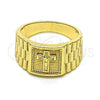 Anillo de Hombre 01.380.0018.12 Oro Laminado, Diseño de Crucifijo, Pulido, Tono Dorado (Size 12)