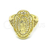 Anillo Elegante 01.380.0023.07 Oro Laminado, Diseño de Guadalupe, Pulido, Tono Dorado (Size 7)