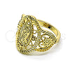 Anillo Elegante 01.380.0024.07 Oro Laminado, Diseño de Guadalupe y Flor, Pulido, Tono Dorado (Size 7)