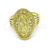 Anillo Elegante 01.380.0032.07 Oro Laminado, Diseño de Guadalupe, Pulido, Tono Dorado (Size 7)