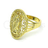 Anillo Elegante 01.380.0032.08 Oro Laminado, Diseño de Guadalupe, Pulido, Tono Dorado (Size 8)