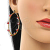 Argolla Grande 02.380.0106.50 Oro Laminado, Diseño de Ojo Griego, Esmaltado Rojo, Tono Dorado