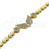 Pulsera Elegante 03.283.0192.07 Oro Laminado, Diseño de Estrella de Davi, con Blanca Micro Pave, Pulido, Tono Dorado (06 MM Thickness, 7 Inches Length)