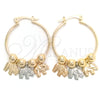 Argolla Mediana 02.58.0045.30 Oro Laminado, Diseño de Elefante, Pulido, Tres Tonos