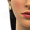 Arete Dormilona 02.193.0011 Oro Laminado, Diseño de Avión, con Blanca Micro Pave, Pulido, Tono Dorado