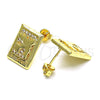 Arete Dormilona 02.193.0011 Oro Laminado, Diseño de Avión, con Blanca Micro Pave, Pulido, Tono Dorado