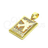 Dije Elegante 05.193.0003 Oro Laminado, Diseño de Avión, con Blanca Micro Pave, Pulido, Tono Dorado