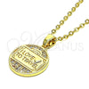 Dije Elegante 05.193.0005 Oro Laminado, Diseño de Corazón y Amor, con Blanca Micro Pave, Pulido, Tono Dorado