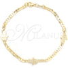 Pulsera Elegante 03.58.0072.07 Oro Laminado, Diseño de Mano de Dios y Mariner, Pulido, Tono Dorado (03 MM Thickness, 7 Inches Length)