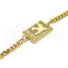 Pulsera Elegante 03.193.0002.08 Oro Laminado, Diseño de Avión, con Blanca Micro Pave, Pulido, Tono Dorado (04 MM Thickness, 8 Inches Length)