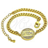 Pulsera Elegante 03.193.0003.08 Oro Laminado, Diseño de Corazón y Amor, con Blanca Micro Pave, Pulido, Tono Dorado (04 MM Thickness, 8 Inches Length)