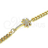 Pulsera Elegante 03.193.0005.08 Oro Laminado, Diseño de Palmera, con Blanca Micro Pave, Pulido, Tono Dorado (04 MM Thickness, 8 Inches Length)