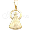 Dije Religioso 05.58.0010 Oro Laminado, Diseño de Caridad del Cobre, Pulido, Tono Dorado