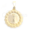 Dije Religioso 05.58.0011 Oro Laminado, Diseño de Caridad del Cobre, Pulido, Tono Dorado
