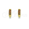 Argolla Huggie 02.195.0111.2.10 Oro Laminado, con Granate Micro Pave, Pulido, Tono Dorado