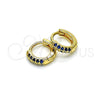 Argolla Huggie 02.195.0111.4.10 Oro Laminado, con Zafiro Azul Micro Pave, Pulido, Tono Dorado