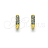 Argolla Huggie 02.195.0111.8.10 Oro Laminado, con Aqua Azul Micro Pave, Pulido, Tono Dorado
