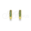 Argolla Huggie 02.195.0110.6.10 Oro Laminado, con Verde Micro Pave, Pulido, Tono Dorado