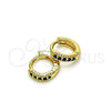 Argolla Huggie 02.195.0110.7.10 Oro Laminado, con Negro Micro Pave, Pulido, Tono Dorado