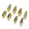 Argolla Huggie 02.195.0110.8.10 Oro Laminado, con Aqua Azul Micro Pave, Pulido, Tono Dorado