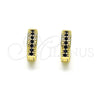 Argolla Huggie 02.195.0106.7.10 Oro Laminado, con Negro Micro Pave, Pulido, Tono Dorado