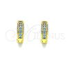 Argolla Huggie 02.195.0106.8.10 Oro Laminado, con Aqua Azul Micro Pave, Pulido, Tono Dorado