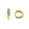 Argolla Huggie 02.195.0106.8.10 Oro Laminado, con Aqua Azul Micro Pave, Pulido, Tono Dorado
