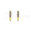 Argolla Huggie 02.195.0105.4.10 Oro Laminado, con Dark Ametista Micro Pave, Pulido, Tono Dorado