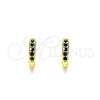 Argolla Huggie 02.195.0105.7.10 Oro Laminado, con Negro Micro Pave, Pulido, Tono Dorado