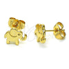 Arete Dormilona 02.213.0401 Oro Laminado, Diseño de Elefante, Pulido, Tono Dorado