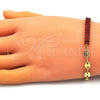 Pulsera Elegante 03.341.0168.2.07 Oro Laminado, Diseño de Puff Mariner y Baguette, con Granate Zirconia Cubica, Pulido, Tono Dorado (05 MM Thickness, 7 Inches Length)