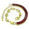 Pulsera Elegante 03.341.0168.2.07 Oro Laminado, Diseño de Puff Mariner y Baguette, con Granate Zirconia Cubica, Pulido, Tono Dorado (05 MM Thickness, 7 Inches Length)