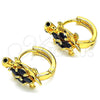 Argolla Huggie 02.210.0712.2.12 Oro Laminado, Diseño de Tortuga, con Negro Zirconia Cubica, Pulido, Tono Dorado