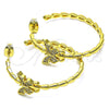 Arete Dormilona 02.341.0121 Oro Laminado, Diseño de Mariposa, con Blanca Micro Pave, Pulido, Tono Dorado