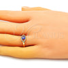 Anillo Multi Piedra 01.310.0015 Oro Laminado, Diseño de Ojo Griego, con Blanca Micro Pave, Esmaltado Azul, Tono Dorado (One size fits all)
