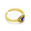Anillo Multi Piedra 01.310.0015 Oro Laminado, Diseño de Ojo Griego, con Blanca Micro Pave, Esmaltado Azul, Tono Dorado (One size fits all)