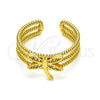 Anillo Multi Piedra 01.310.0021 Oro Laminado, Diseño de Libélula, con Blanca Micro Pave, Pulido, Tono Dorado (One size fits all)