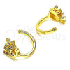 Earcuff 02.210.0728 Oro Laminado, Diseño de Ojo Griego, con Blanca Micro Pave, Pulido, Tono Dorado
