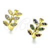 Earcuff 02.210.0729.1 Oro Laminado, Diseño de Oja, con Blanca Micro Pave, Pulido, Tono Dorado