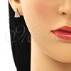 Arete Dormilona 02.387.0100 Oro Laminado, Diseño de Baguette, con Blanca Zirconia Cubica, Pulido, Tono Dorado