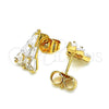 Arete Dormilona 02.387.0100 Oro Laminado, Diseño de Baguette, con Blanca Zirconia Cubica, Pulido, Tono Dorado