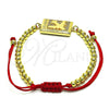 Pulsera Bolo Ajustable 03.193.0008.11 Oro Laminado, Diseño de Avión y Bola, con Blanca Micro Pave, Pulido, Tono Dorado (04 MM Thickness, 11 Inches Length)